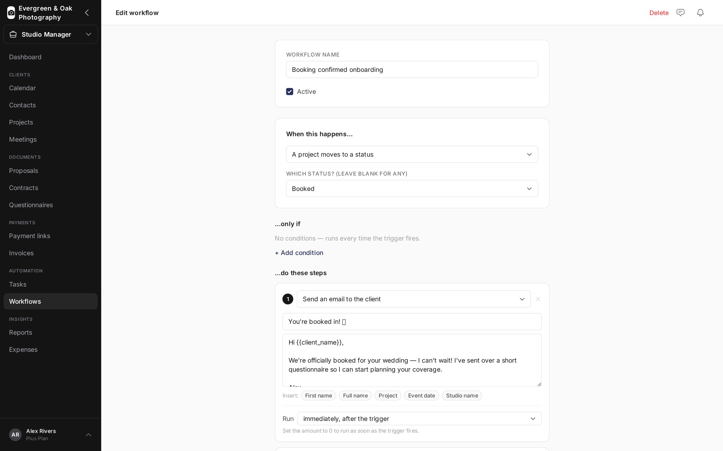 Workflow automation builder